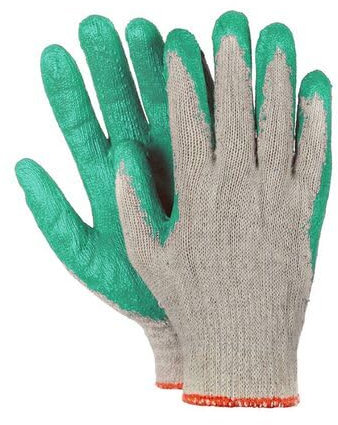 VEPATIM 50 Paar Arbeitshandschuhe Montagehandschuhe Baumwolle Latex Größe L-9 grün