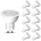 ehomeled GU10 LED Glühbirne Leuchtmittel Warmweiß(3000K), 470 Lumen, ersetzt 50W Halogenlampe, energiesparend, 38° Spotlicht, ideal für Wohnzimmer, Küche & Flur, nicht dimmbar, 10er-Pack