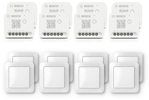 Bosch Smart Home Beleuchtung und Beschattung-Set inklusive Wandschalter, 8x Licht-/ Rollladensteuerung II, 8x Wandschalter