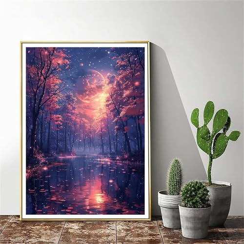 Malen Nach Zahlen Baum Malen Nach Zahlen Erwachsene Landschaft Malen Nach Zahlen kinder Paint by Numbers Handgemalt ölgemälde ,Pinseln Acrylfarbe kreativ Set für Erwachsene (Rahmenlos) 30x40cm C-494