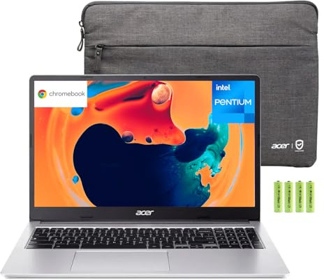 Acer Chromebook 315 15.6 HD IPS Laptop, 4GB RAM, 128GB de almacenamiento, Intel Pentium N6000 de 4 núcleos, teclado numérico, Wi-Fi 6, Bluetooth, lector de tarjetas SD, tipo C, sistema operativo