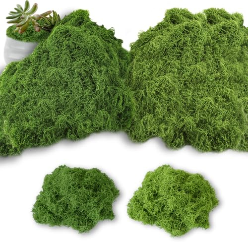 200g Künstliches Moos, yisight Moos Deko, Kunstmoos zum Dekorieren, Deko Kunst Moos für Wand Krippe Aquarium Krippe Modellbau (Dunkelgrün + Hellgrün)