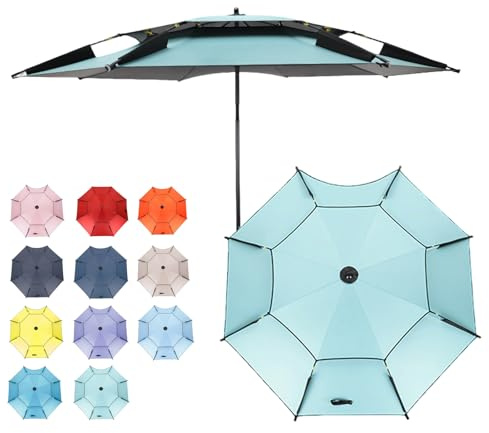 HonunGron Ombrellone da Spiaggia da Pesca 2.0/2.2/2.4m Protezione UV Antivento Ombrellone da Giardino Ombrello Parasole da Esterno, Ombrellone da Pesca Grande per Viaggi, Picnic (Verde Chiaro,240cm)
