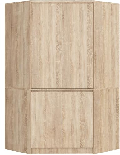 AKORD Armadio Angolare S100 per Camera da Letto, Guardaroba Salvaspazio con 4 Ante e 6 Ripiani, 100x180x50 cm, Rovere Sonoma