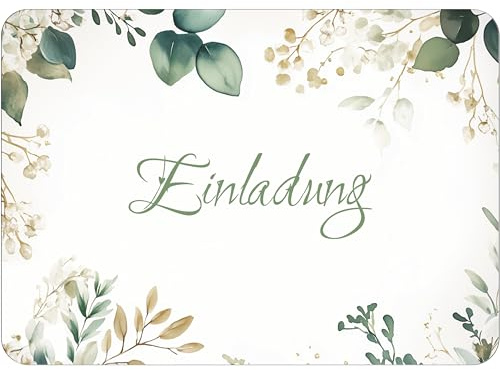 PACKLIST® 12er Set Einladungskarten Hochzeit & Taufe – Premium 350g Karton – Elegantes Aquarell Design – Blanko Einladungen für Geburtstag & Feier – Made in Europe
