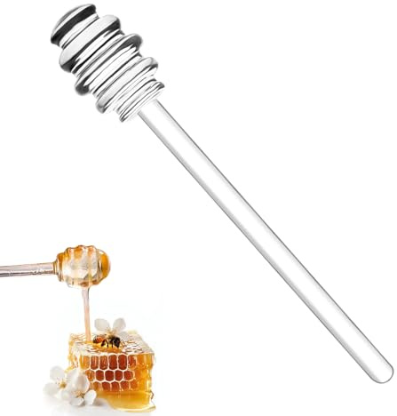 1Pc Glass Honey Dipper, 6 Inches Clear Drizzler for Honeypot, Honeycomb Spoon Mixing Stirrer, Honey Server for Honey Jar, Wedding Party Favors, Dishwasher Safe (1)