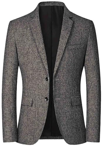 Blazers pour homme à simple boutonnage deux boutons Blazer d'affaires Costume Vestes Décontractées Mariage Fête Manteaux Slim Fit, Blazer gris foncé pour homme, XL