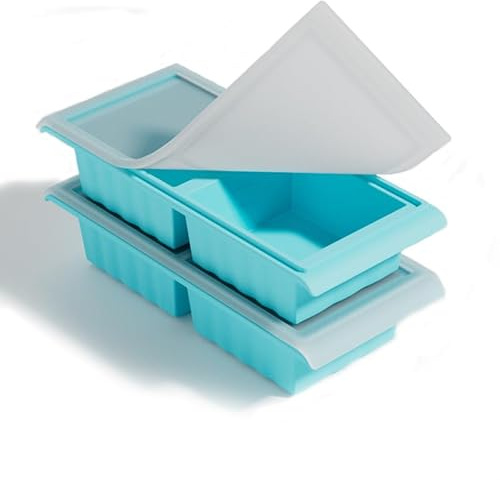 2 Pack Silicone Freezer Tray for Soup Ice Cubes,2-Cup Soup Freezer Molds with Lid for Meal Prep, Makes 4 2-Cup Soup Portion Freeze Trays for Storing 250mL/500mL Broth, Soup, Leftovers and Sauce