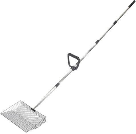 Recogedor de Excrementos de Pollos | Tamizador de Lecho Antiadherente | Herramienta Extensible De Tamizado para Lecho De Gallinas para Conejo, Aves De Corral, Perro, Caballo, Gato Y Granja De