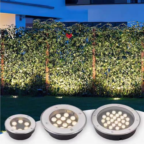 Projecteurs LED À Faisceau Lumineux - Spot LED D'extérieur Encastrable, Lampe Enterrée Ultra-mince 220 V, Lampe De Jardin Étanche IP67, Lampe De Jardin Enterrée, Spot Encastré Au Sol(Warm White,18W(15