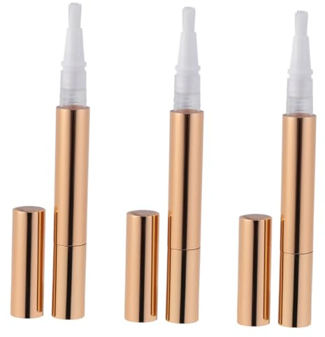 ULTECHNOVO 3 Stück-pack 3ml Nachfüllbare Lipgloss Fläschchen aus Kunststoff und Metall Goldene Lippenpflegebehälter für Reisen und Tägliche Anwendung für Selbstgemacht und Kosmetiktasche