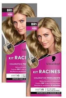 Schwarzkopf - Lot de 2 Kit Racines - Coloration Racines Cheveux Permanente - Enrichie d’une huile nourrissante - Couverture Cheveux Blancs - Retouche entre 2 Colorations - Blond BR1