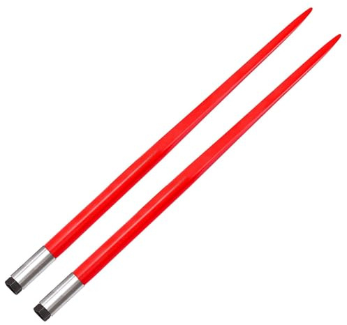 2 Peak 49 Hay Spear with 4000 Lbs Capacity - Quick Attach Square Hay Bale Spears for Tractor Loaders | Compatible with Bobcat, Kubota | Red Coated Bale Fork for Hay Handling Equipment