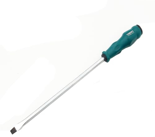 Fongmore Extra Long Total 14 Inches/360mm Length Slotted Flat Screwdriver Magnetic Demolition Screwdriver Shank S2 Steel With Ergonomic Handle (10 Inches, Flat)