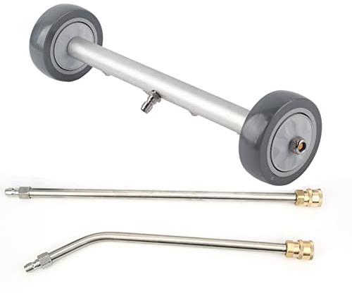 Nettoyeur à Balai à Eau Double Fonction, Laveur Haute Pression de Châssis avec 2 Tiges, Pistolet à Jet Plat 4000 PSI et Rouleaux Rotatifs à 360° pour Nettoyage de Voiture