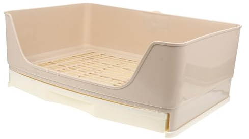 TOYANDONA Bandeja de Inodoro Grande para Conejos y Cobayas Cajón Extraíble, Plástico Resistente Color Beige, Caja de Arena para Entrenamiento de Mascotas Pequeñas, Orinal Cómodo y Fácil