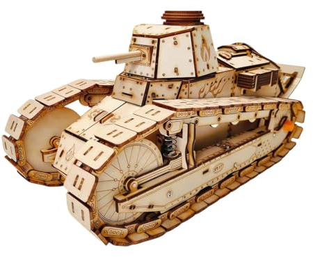 FT-17 Ferngesteuerter Panzer 3D-Holzbaukasten Mit Voll Drehbarem Turm Und Heckmotor, Sammlerstück Im Militärstil (650pcs)
