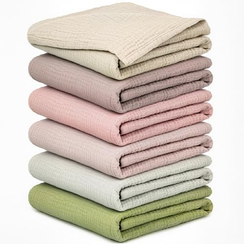 Mulltücher Baby - 6 Stück Spucktücher Baby Baumwolle für Jungen und Mädchen, Weich, Atmungsaktiv und Extrem Saugfähig, Ideal zum Reinigen, Abwischen und Abdecken von Neugeborenen, 60x60cm Pink&Gray