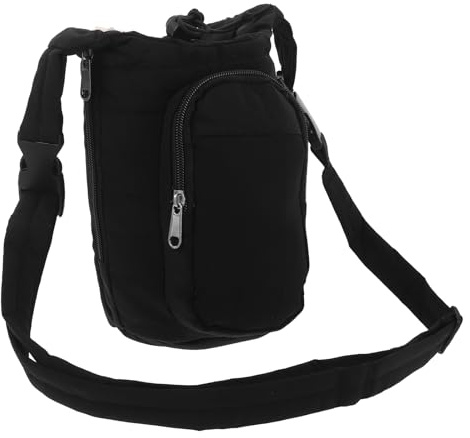 SUPVOX Porte-Bouteille Isotherme avec Duvet, Bandoulière Réglable, Housse de Protection Noire pour Gourde de Randonnée, Sport et Activités de Plein Air, Paquet Léger et Résistant