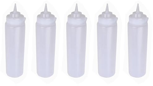 Frewurwer 5X Dispensador de Botella de Compresión de Salsa de Plástico Transparente de 250 Ml con Tapa