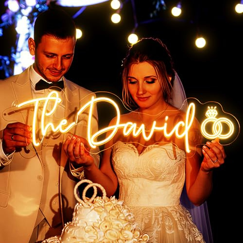 Neon Schild Personalisiert LED Leuchtschriftzug mit 12 Farboptionen, Leuchtschild Neon Schriftzug Leuchtschrift mit Motiv für Hochzeit Club Jubiläum Bar Geburtstag Verlobung Party Salon Wand Dekor