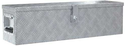 Mokuyary Boîte en aluminium 80,5 x 22 x 22 cm Argenté Boîte à Outils de Rangement, Caisse à Coffre de Transport pour Camion, Remorque, Camping, Atelier, Garage