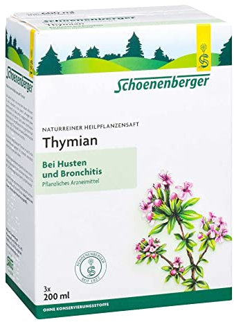 Schoenenberger - Thymian naturreiner Heilpflanzensaft - 3x 200 ml (600 ml) Glasflaschen - wirksame Hilfe bei Husten und Bronchitis - pflanzliches Arzneimittel