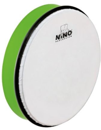 Nino Percussion Hand Drum Instrument - Große Handtrommel für Kinder ab 5 Jahren - Durchmesser 10 Zoll (ca. 25 cm) - Kunststoff, Grün (NINO5GG)