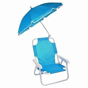 Children's Parasol Chair - Kids Deckchair & Parasol set BLUE - Beach chair