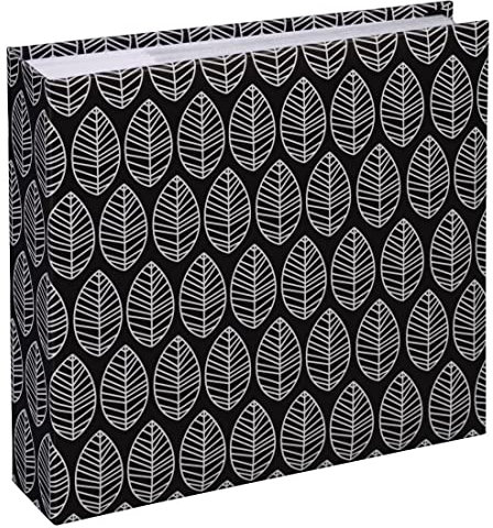 Hama Einsteck-Fotoalbum La Fleur (Memo-Album mit 100 Seiten, zum Einstecken von 200 Fotos im Format 10x15, Blätter-Muster, CD-Tasche, 22,5x22,5) XXL Einsteckalbum Fotobuch schwarz