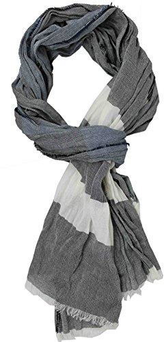 Rotfuchs Baumwollschal Damenschal Sommerschal Streifen leicht mehrfarbig 190 x 20 cm Made in Germany (schwarz blau weiß)