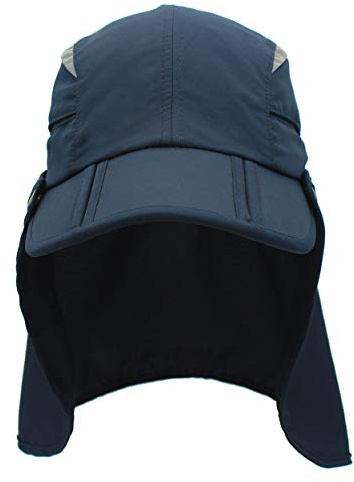 Magracy Outdoor Boys Wide Brim Sun Protection Cap Mesh UPF50+ Neck Flap Hat Quick Dry Fishing Hats Navy Blue
