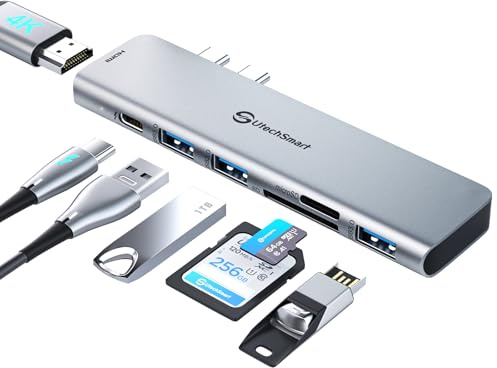 USB C Hub Adapter MacBook - UtechSmart 7 in 2 MacBook Pro/Air Accessories Multiport Adapter with Thunderbolt 3 Port, 100W PD 4K@30Hz, 40Gbps 4K HDMI, 3*USB3.0 Data Port SD and MicroSD Card Reader