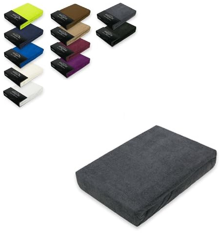 EXKLUSIV HEIMTEXTIL Sábana bajera ajustable de rizo, 200 x 220 cm, antracita