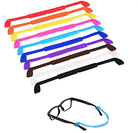 LEEQBCR LEEQ 10 Stück Silikon Brillen Riemen Brillen Aufbewahrungen Sport Antirutsch Elastische Brille Sonnenbrille Kabel Halterung für Kinder, 10 Farbe