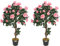 CHRISTOW 2 Artificial Rose Trees Pink Flowers Twisted Trunk Potted Indoor Outdoor 3ft (Pair)