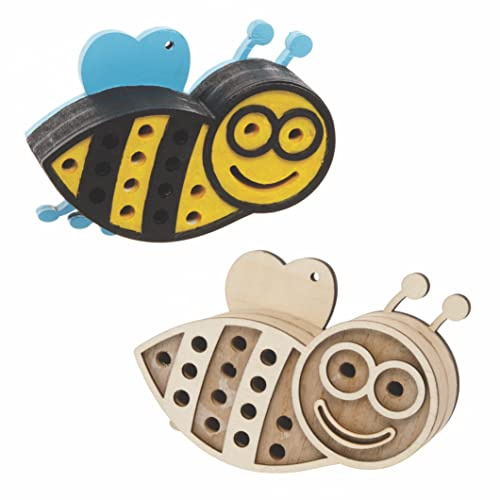 Baker Ross FE374 Mini Casette di Legno per Api - confezione da 2, Casette da Dipingere e Decorare per Bambini, Arte e Artigianato e Progetti da Giardino