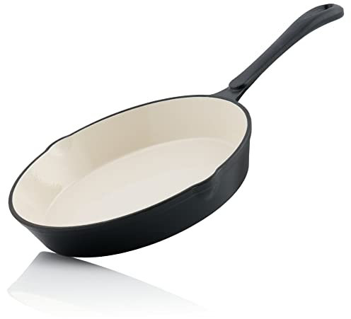 Mahlzeit Poêle à frire en fonte émaillée, diamètre : 24 cm, Blue Berry - Avec deux becs verseurs - Poêle à frire en fonte émaillée