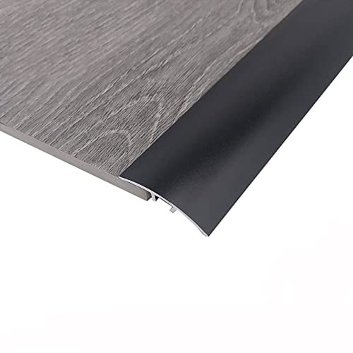 LAIDEPA Selbstklebend Übergangsschiene, Innen Außen Dekorativ Schwellenrampe, Aluminium Übergangsprofil, Teppich Übergangsleiste, Ohne Bohren, Schnelle Montage,Schwarz,(51.2in)
