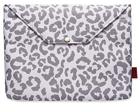 Snow Leopard Print Book Sleeve Buchhülle mit Reißverschluss und Rückentasche, Buchhüllen für Taschenbuch mit gepolstert, 11,4 x 9 Zoll, Cheetah Print Geschenke für Frauen