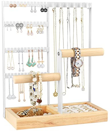 Kingling Schmuckständer, Schmuckhalter Schmuck-Organisator Schmuckständer Ständer zur Aufbewahrung von Halsketten, Ohrringen, Armbändern, Ringen (Weiß)