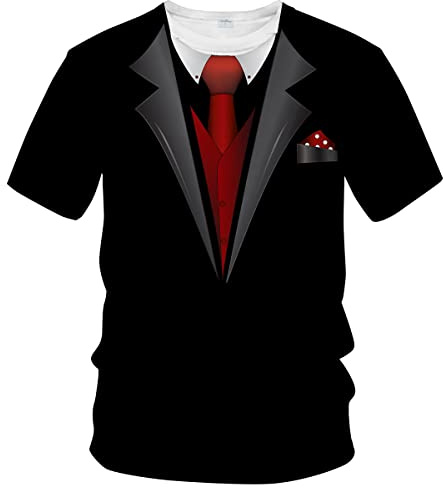 LAOLIUSN Tuxedo T Shirts for Men Tux Costume Suit and Tie Tee Shirt Gifts T-Shirt,Black,XL