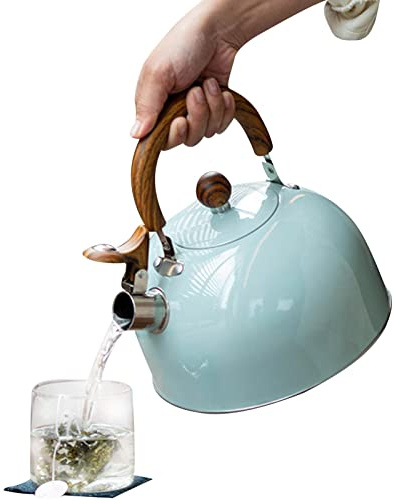 Hervidor de té con silbato, de acero inoxidable de 3 litros para té con silbato fuerte, hervidores de cocina para agua, café - Gris