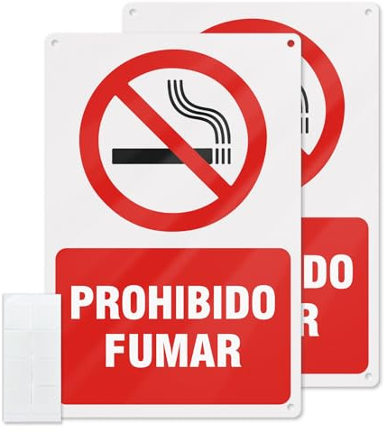 YIKIADA Cartel Prohibido Fumar Material de Aluminio Señal Prohibido Fumar Adhesiva por Exterior e Interior Durable 20 CM X 30 CM - 2ud