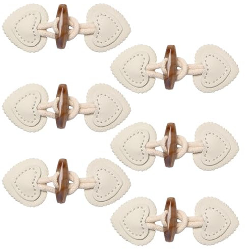 Kotkiddy Leder Knebelverschlüsse Knöpfe Verschluss Jacken 6 Paar kleine geknöpfte Mäntel aus Kunstleder, Jacken, Strickwaren, Windjacken, Harzknöpfe Elfenbeinfarben