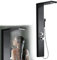 JNGLGO Panel de Ducha de Acero Inoxidable Negro Con Termostato, Columna Cepillada, Grifo Para Baño, Lluvia, Mano, Masaje y Cascada (Negro)