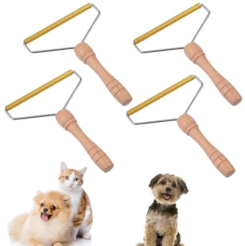 4 PCS Pet Hair Remover Wooden Dog Hair Remover Roller Lint Remover For Cats & Dogs Portable Lint Remover Carpet Lint Remover for Carpets Reusable Lint Roller for Pet Hairs