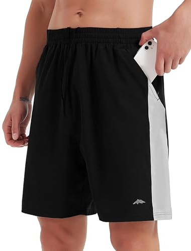 AlpinePulse sportbyxor herr korta löparbyxor herr snabbtorkande sportshorts för gym tennis löpning bad joggingbyxor träningsbyxor med dragkedja korta byxor herr, svart, L