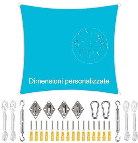 Piazza Vela Ombreggiante, Vela Ombreggiante Parasole, Antistrappo, Con Fune Tenda Da Sole, Per Giardino Esterno Terrazza, Blu mare, 5x5m