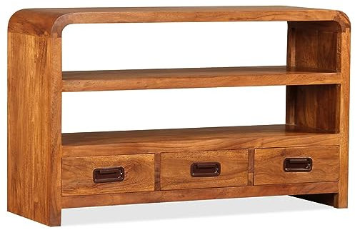 Sufrk Acacias TV-ställ i massivt trä 90 x 30 x 55 cm, TV-ställ för vardagsrum, TV-bänk med hylla, enkel montering